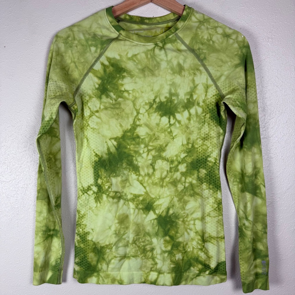 FIGS Seamless Green Tie Dye Long Sleeve Underscrub Top XS